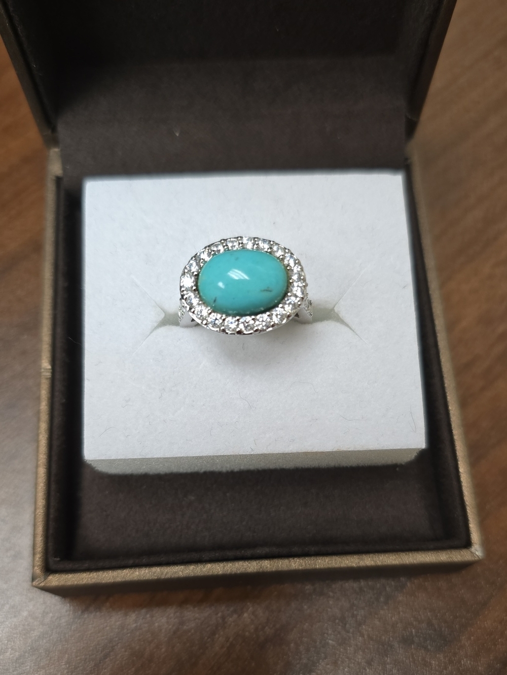 Joseph Esposito ESPO 925 VTG Silver Turquoise Cabochon Cocktail Ring 7.5